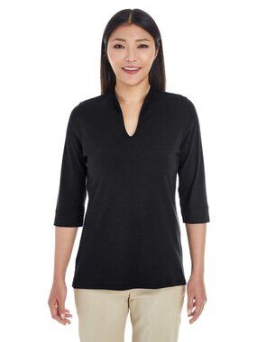Devon & Jones Ladies' Perfect Fit Tailored Open Neckline Black Top